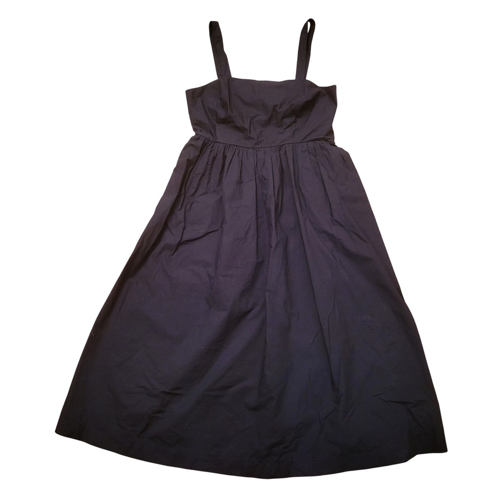 A New Day S Jumper Dress Black Cotton Smocked Back Pockets Midi Dress Modest